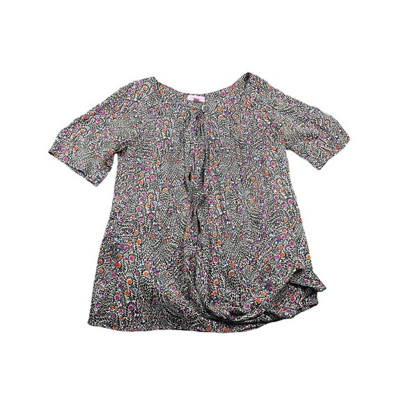 Lilly Pulitzer Multi Color  100% Silk Short  Sleeve Womens Blouse Size 6 Peacock - Picture 1 of 6